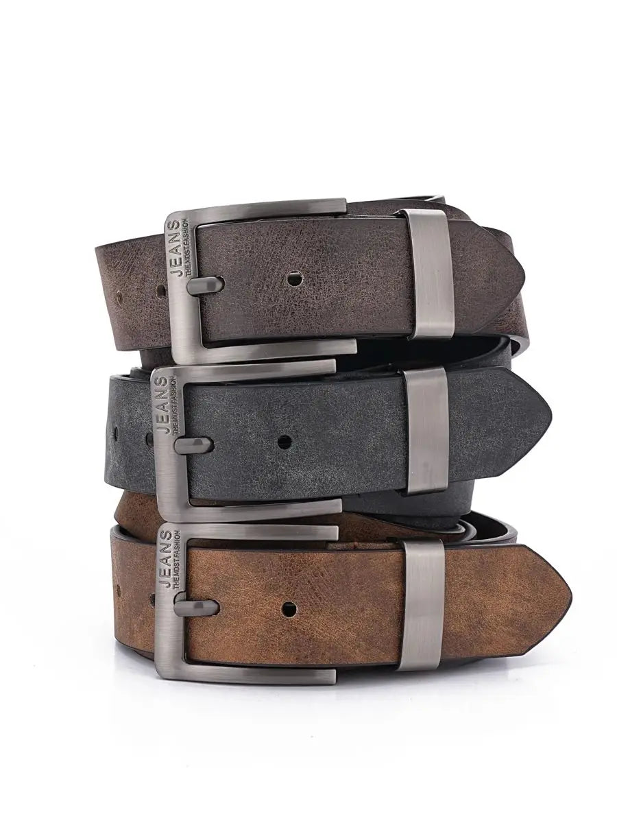 A men's and women's casual retro belt Western style! PU leather belt with metal buckle, suitable for daily work wear