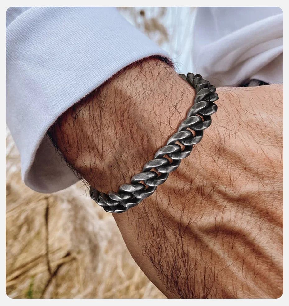 Vnox 18cm/20cm/22cm Stainless Steel Bold Cuban Bracelets for Men Women,6mm/8mm/10mm/12mm Width Miami Curb Links Wristband Gift