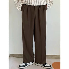 Brown Suit Pants Men Fashion Social Mens Dress Pants Korean Loose Casual Straight Trousers