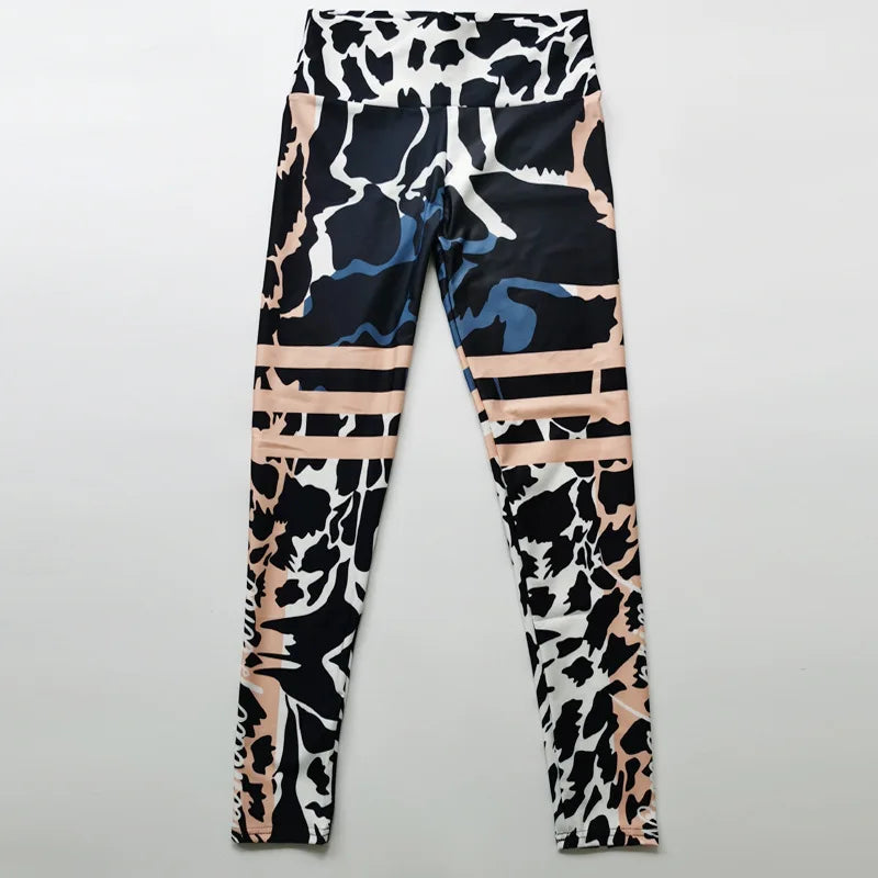 Leopard Stripe 3D Print Women's Pants Push Up Running Sports Leggings Slim Pants