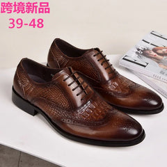 Men casual shoes Brock Oxford retro crocodile leather men formal