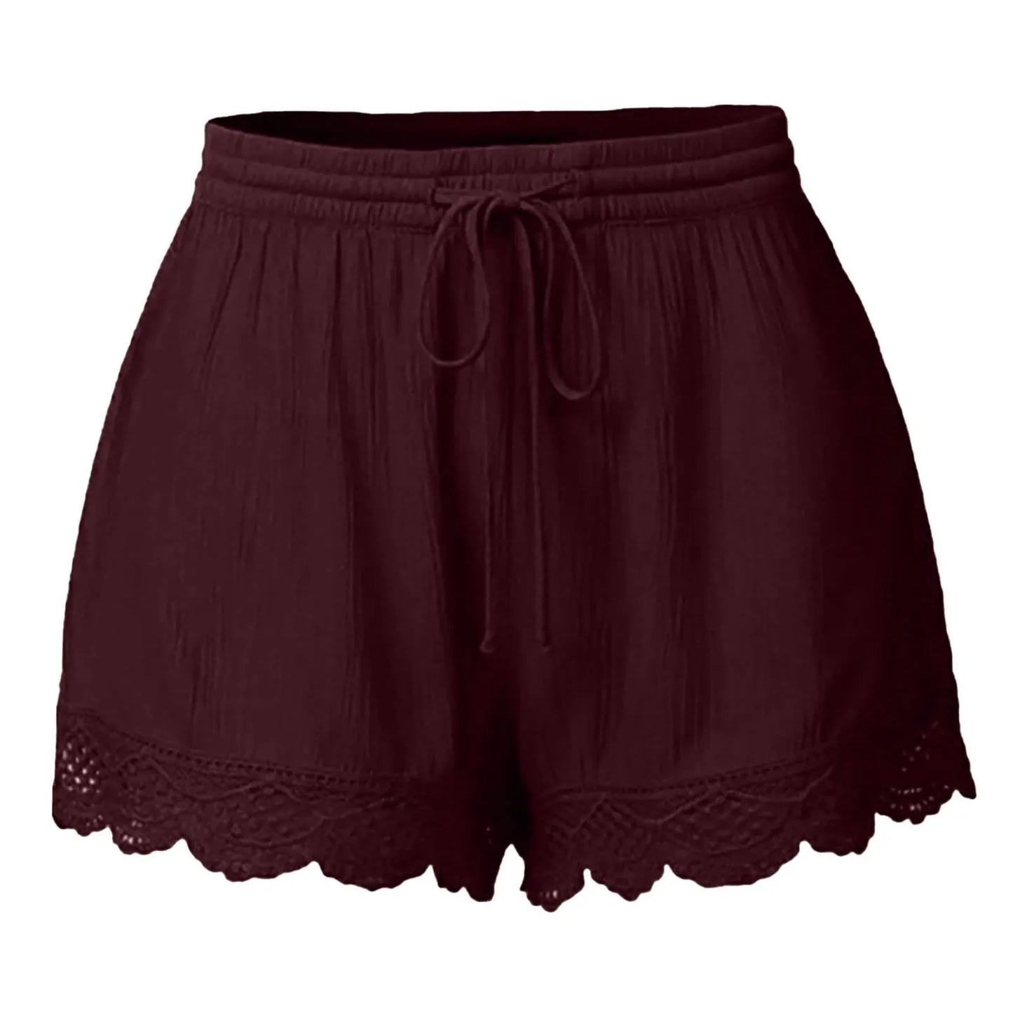 Shorts For Women Ruffle Hem Casual Shorts Plus Size Drawstring  Lace Shorts