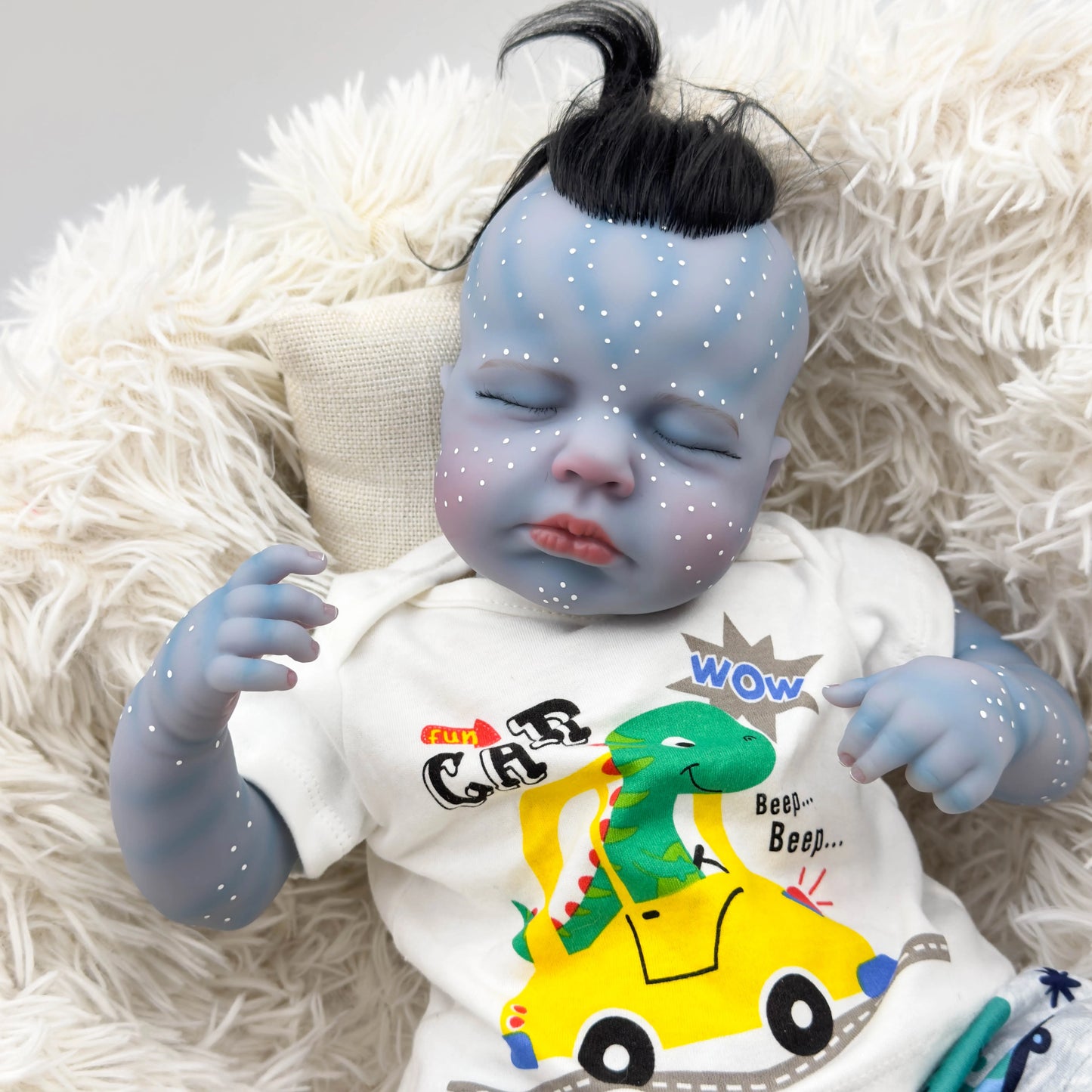 NPK 19inch Avatar Loulou Lifelike Reborn Baby Doll Collectible Art Doll Soft Silicone Bebe Doll Detailed Painting Toys