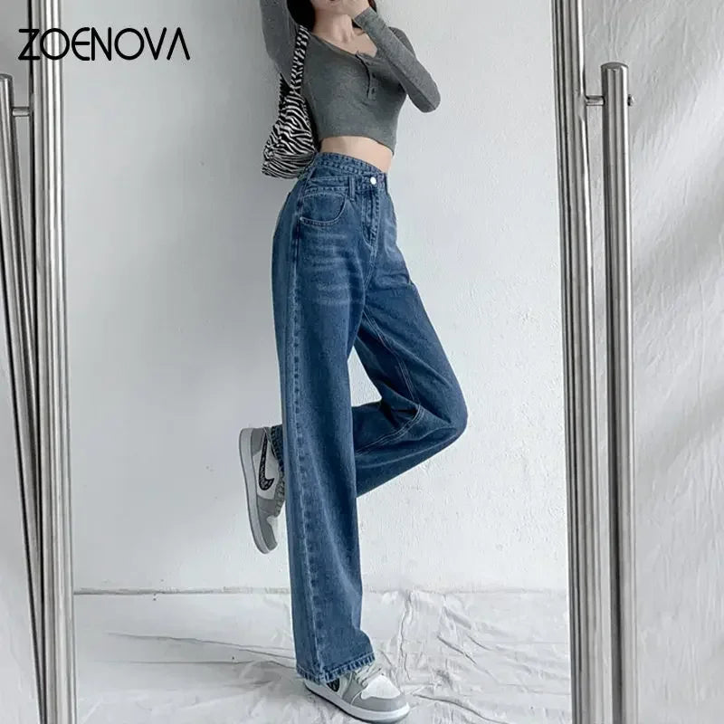 Y2K 2023 Women Clothing Cross Waist Straight Wide Leg Pants