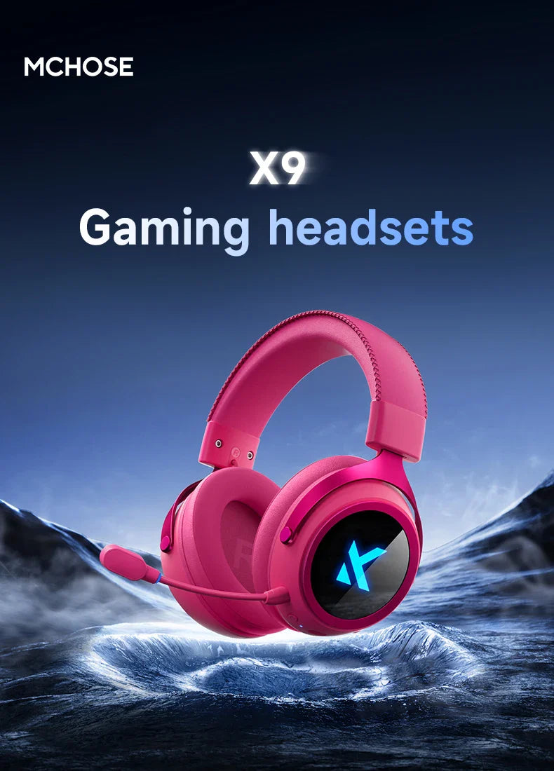 MCHOSE X9 Wireless Headworn Game Headset Bluetooth 2.4G Three Mode E-sports Noise Reduction Headset Desktop Computer Headset FPS