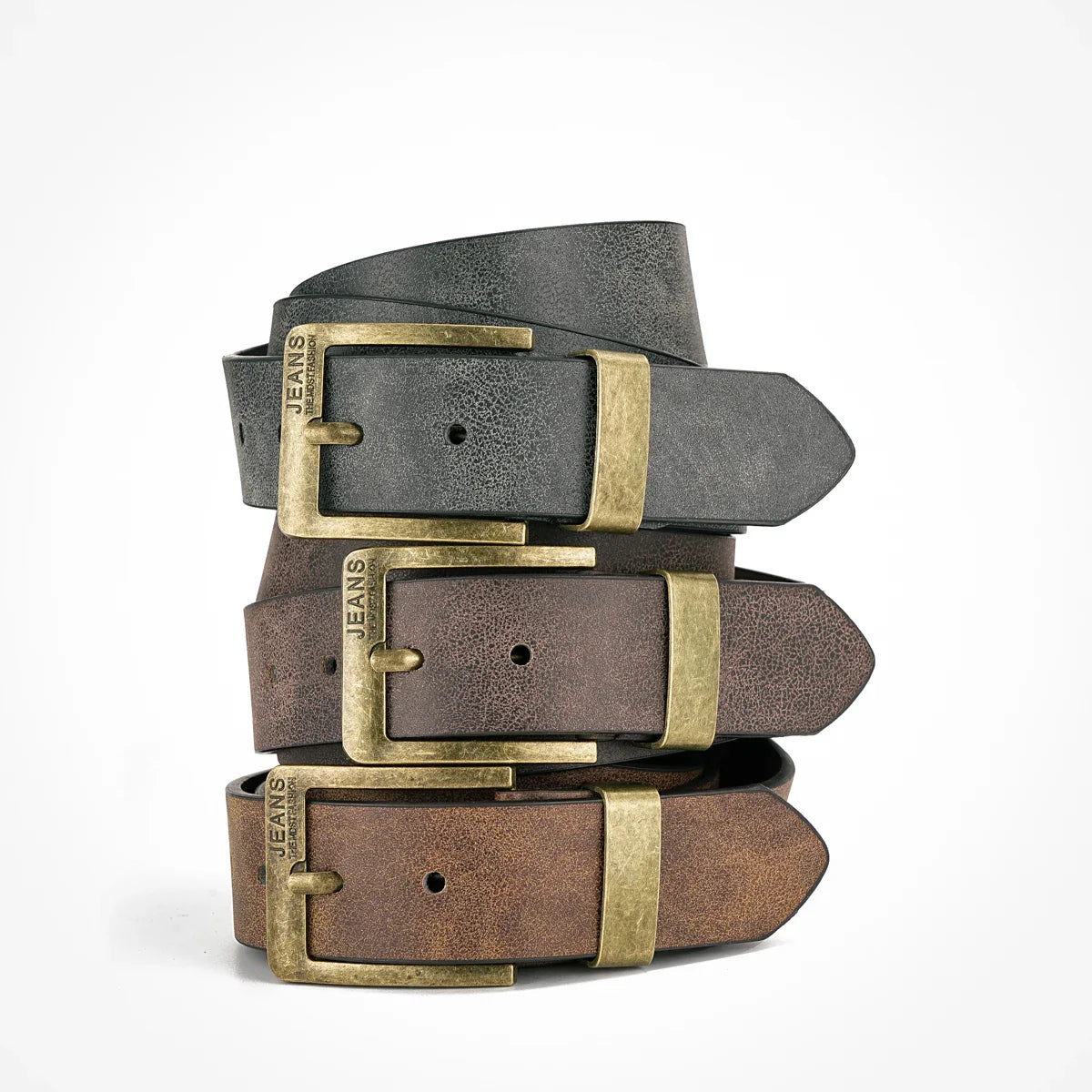 A men's and women's casual retro belt Western style! PU leather belt with metal buckle, suitable for daily work wear
