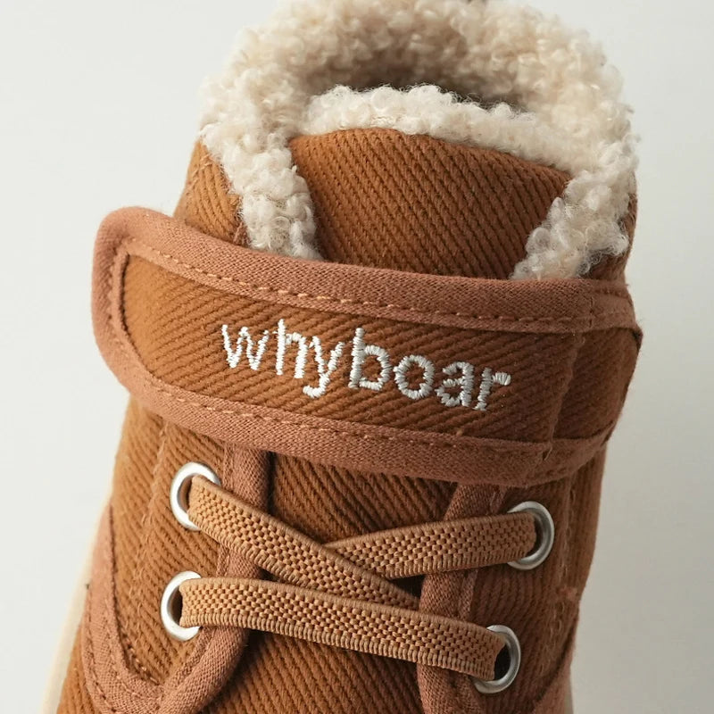 Children Cashmere Board Sneakers Kids Warm Wool Inside Cotton Shoes For Boys Girls Winter Baby Warm Soft Twill Sneakers