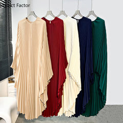 Loose Dress Women's Long Bat Sleeves Irregular Western Casual Party Dress