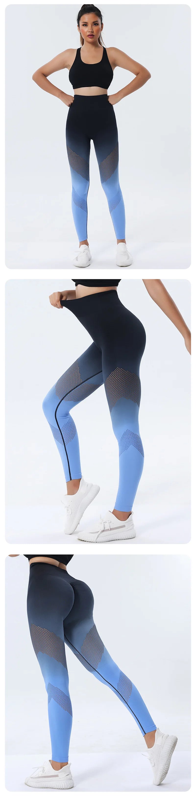 Women Sport Seamless Leggings Fitness Running Yoga Pants Gradient High Waist