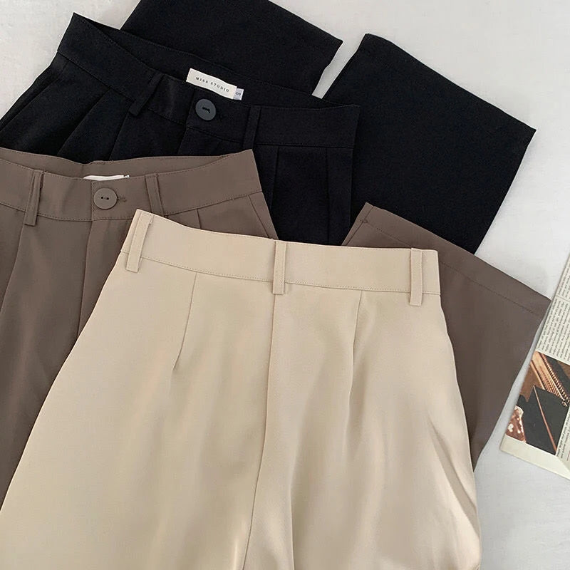 Women Suit Pants Fall Straight Office Ladies Korean Fashion Trousers Casual