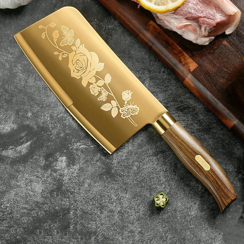 Commercial Gold Kitchen Knives Complete - Special vegetable, meat, and bone knives
