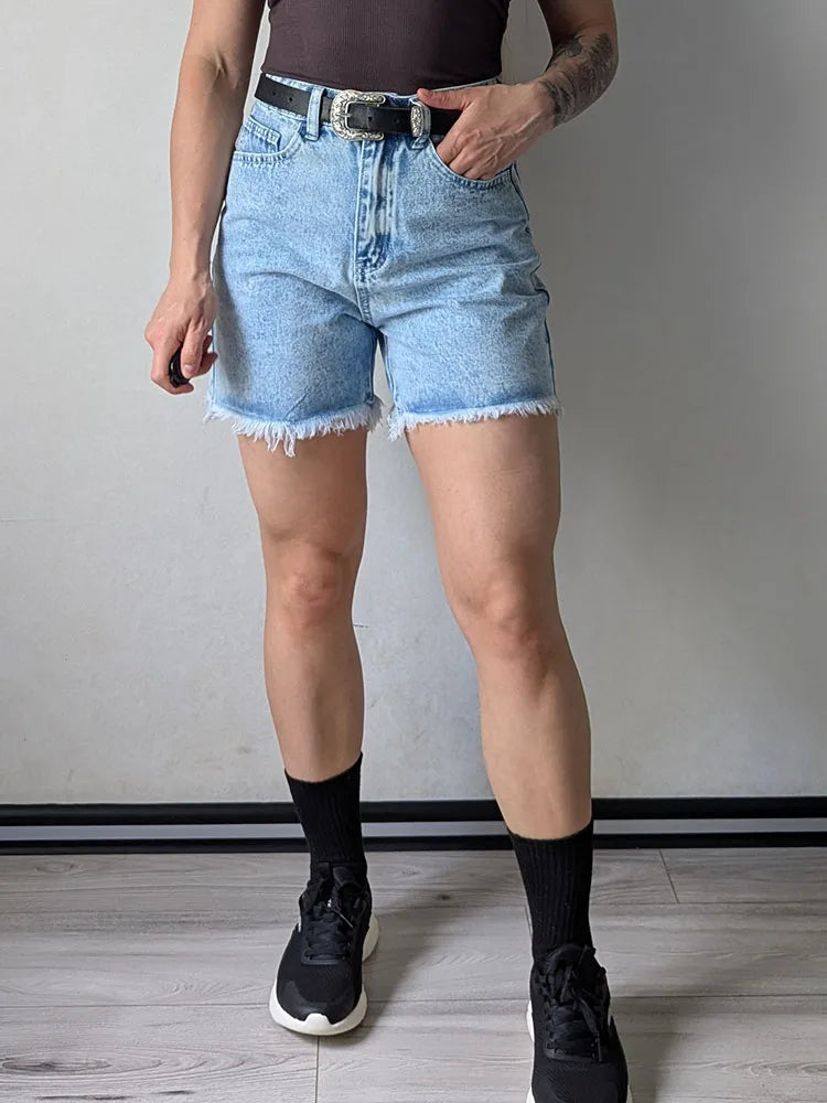 Streamgirl Blue Women's Denim Shorts Summer High Waist Casual Chic Loose Jean Shorts For Women Summer 2025 Denim Short Femme