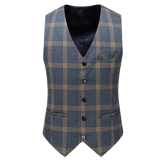 Slim Fit Plaid Blazer Set Formal Business Notch Lapel One Button Men Suits Party Wedding 3Pcs Male Tuxedo (Jacket+Vest+Pants)