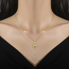 Classic Charming Romantic White Tassel Butterfly Necklace Fashionable Micro-inlaid