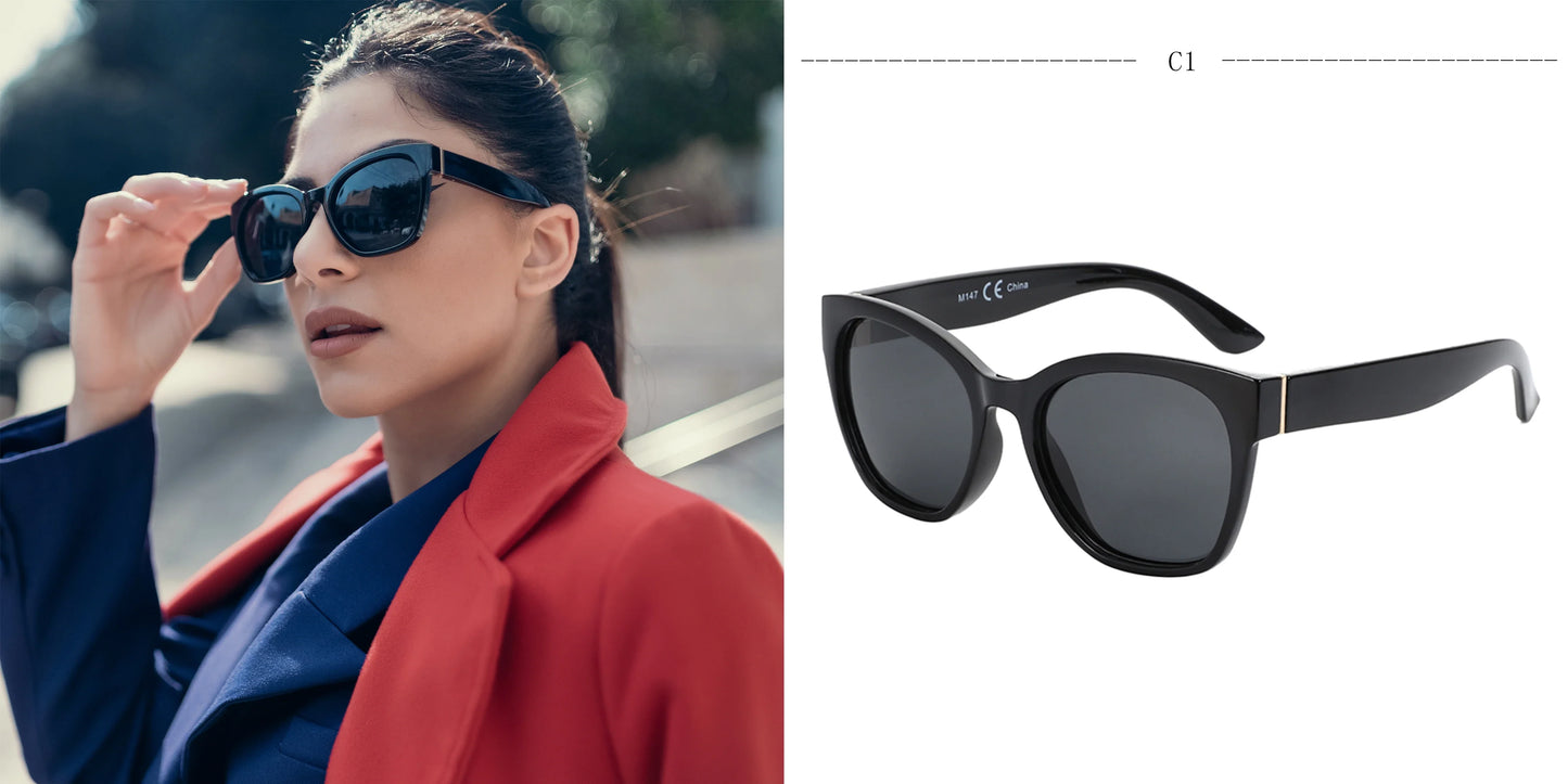 Fashion Cateye Polarized Sunglasses for Women - Oversized Sun Glasses UV400 Protection Retro Shades Designer Style
