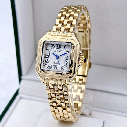 New Women Watch Light Luxury Brand Business Gold Stainless Steel Ladies Fashion Quartz Watches Female Clock Bracelet Wristwatch