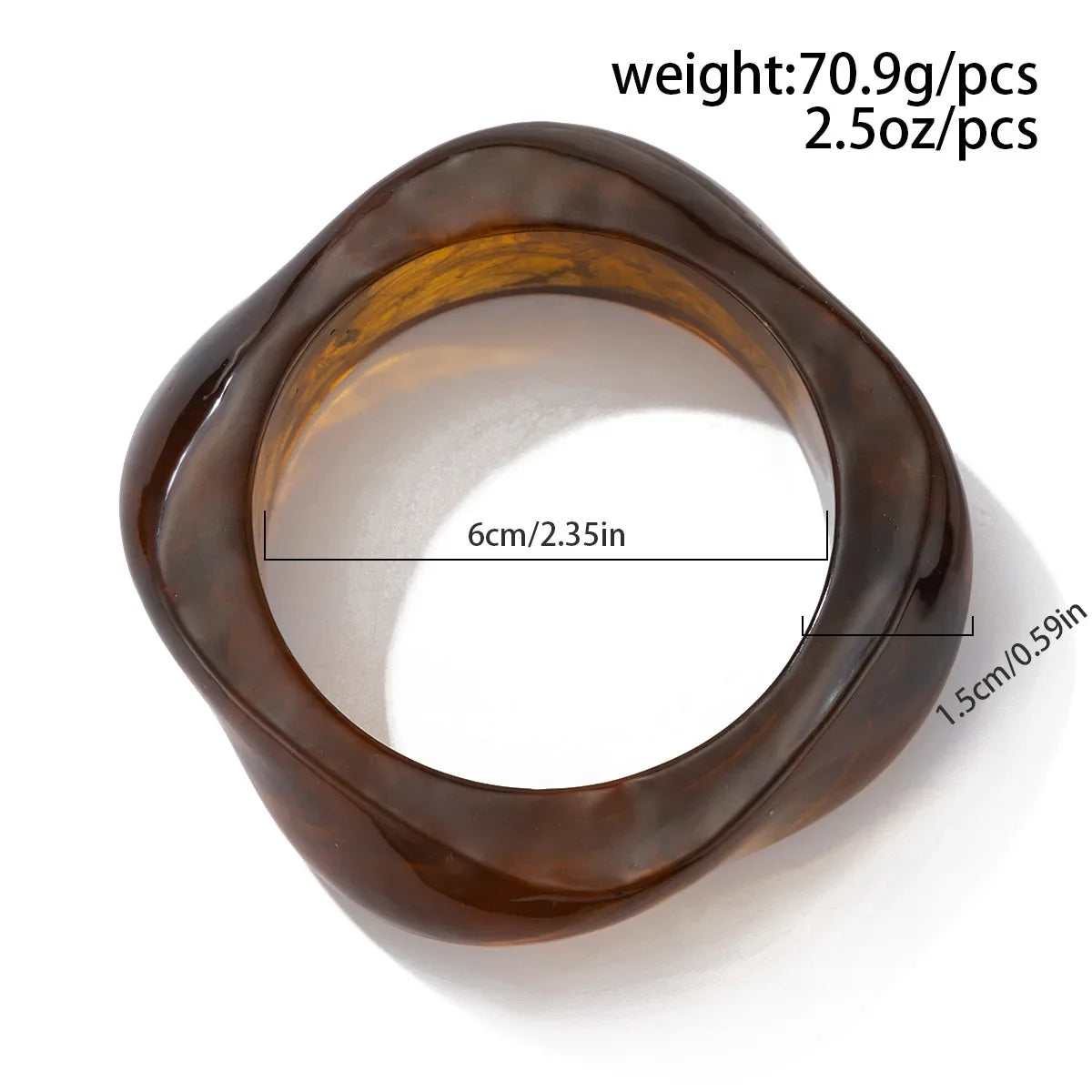 KMVEXO Vintage Punk Brown Coffee Thick Resin Acrylic Bangles Geometric Irregular Wide Cuff Bangle Bracelet For Women Men Jewelry