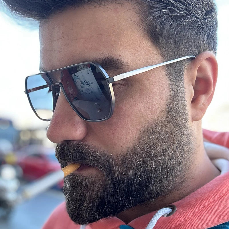 Men's Sunglasses Polarized Metal Classic Square Frame Driving Anti Glare