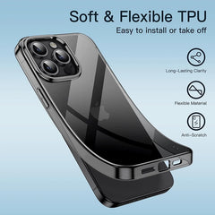 Transparent Black Silicone Soft Case For iPhone 15 Pro Max Carcasa Ultra Thin Case