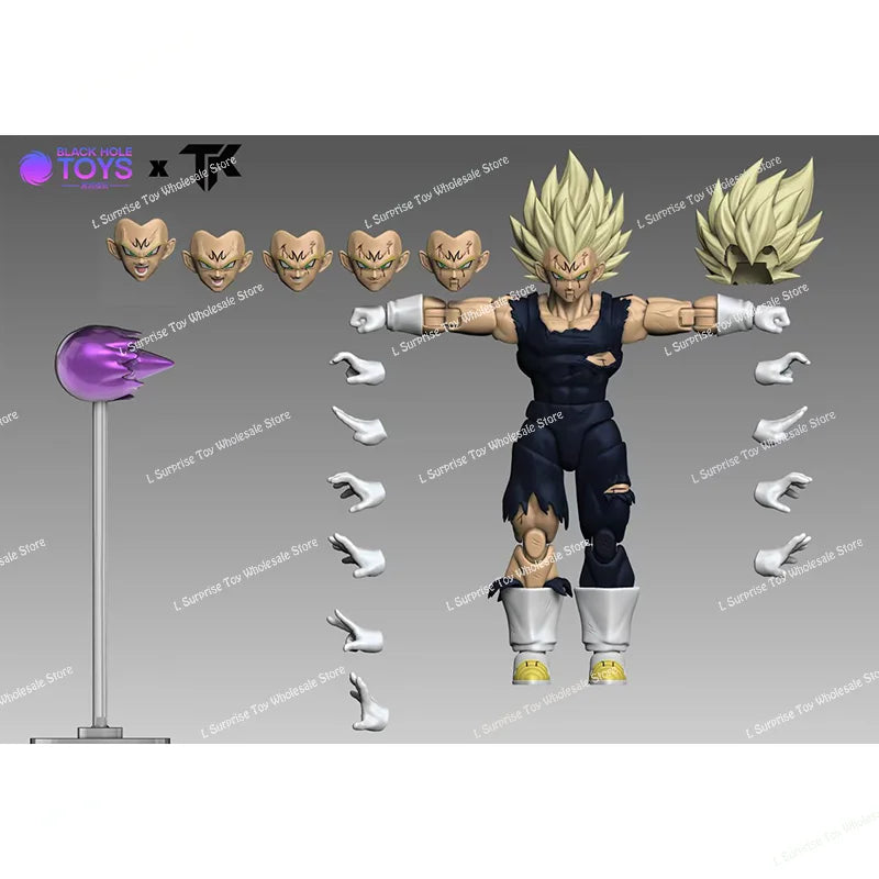 Black Hole TK Custom Dragon Ball Z Super Saiyan SSJ Majin Vegeta Battle Damage Full Power Anime Action Figures Models Gifts Toys