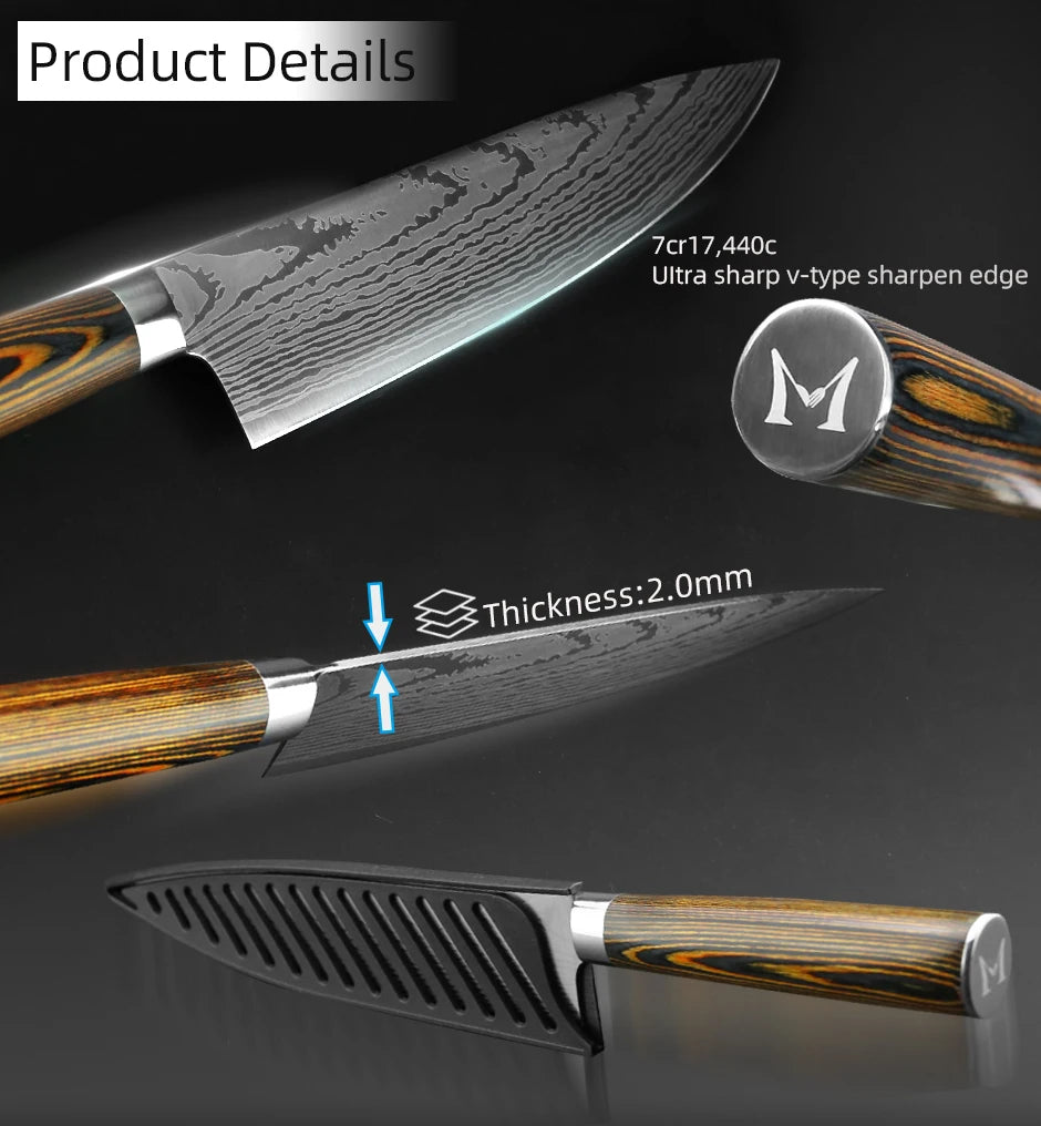 Kitchen Knife Set Chef Knives Japanese 7CR17 440C High Carbon Stainless Steel