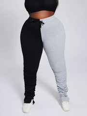 LW Plus Size Pants Casual Patchwork Black Pants Y2K Streetwear Joggers Sweatpants skinny Sports Pants Hip Hop women's pants