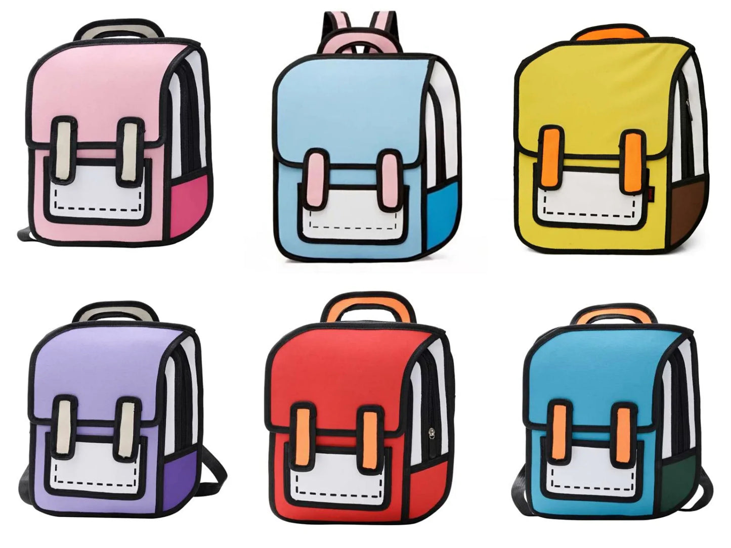 Two Dimensional 3d Multi-Functional Backpack Schoolbag Children 3-6 Grade Primary School Students