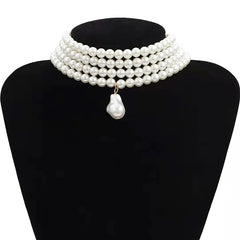 Classic Layered Strand Round Pearls Beads Collar Choker Necklace For Women Irregular