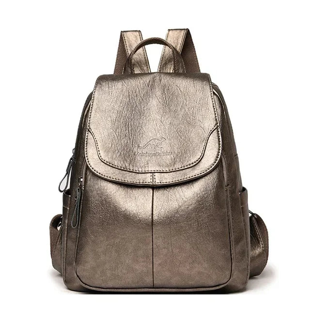 Genuine Women Leather Backpack Fashion Female Shoulder Bag Sac a Dos Ladies Bagpack Mochilas School Bags For Teenage Girls 2024