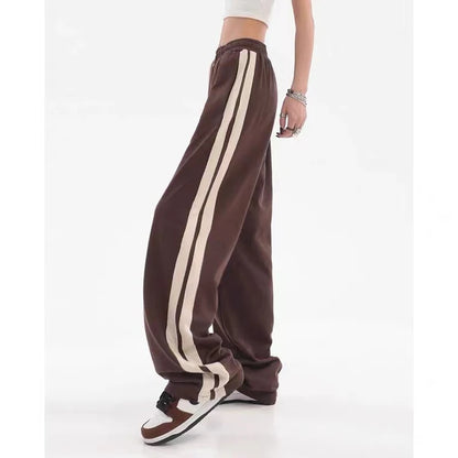 Striped Joggers Sweatpants Bf Hip Hop Women High Waist Wide Leg Sports Pants