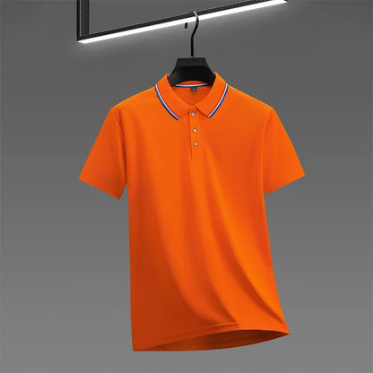 2025 New Men's Casual Solid Color Short Sleeved Polo Shirt Summer Fashionable and Comfortable Versatile Top