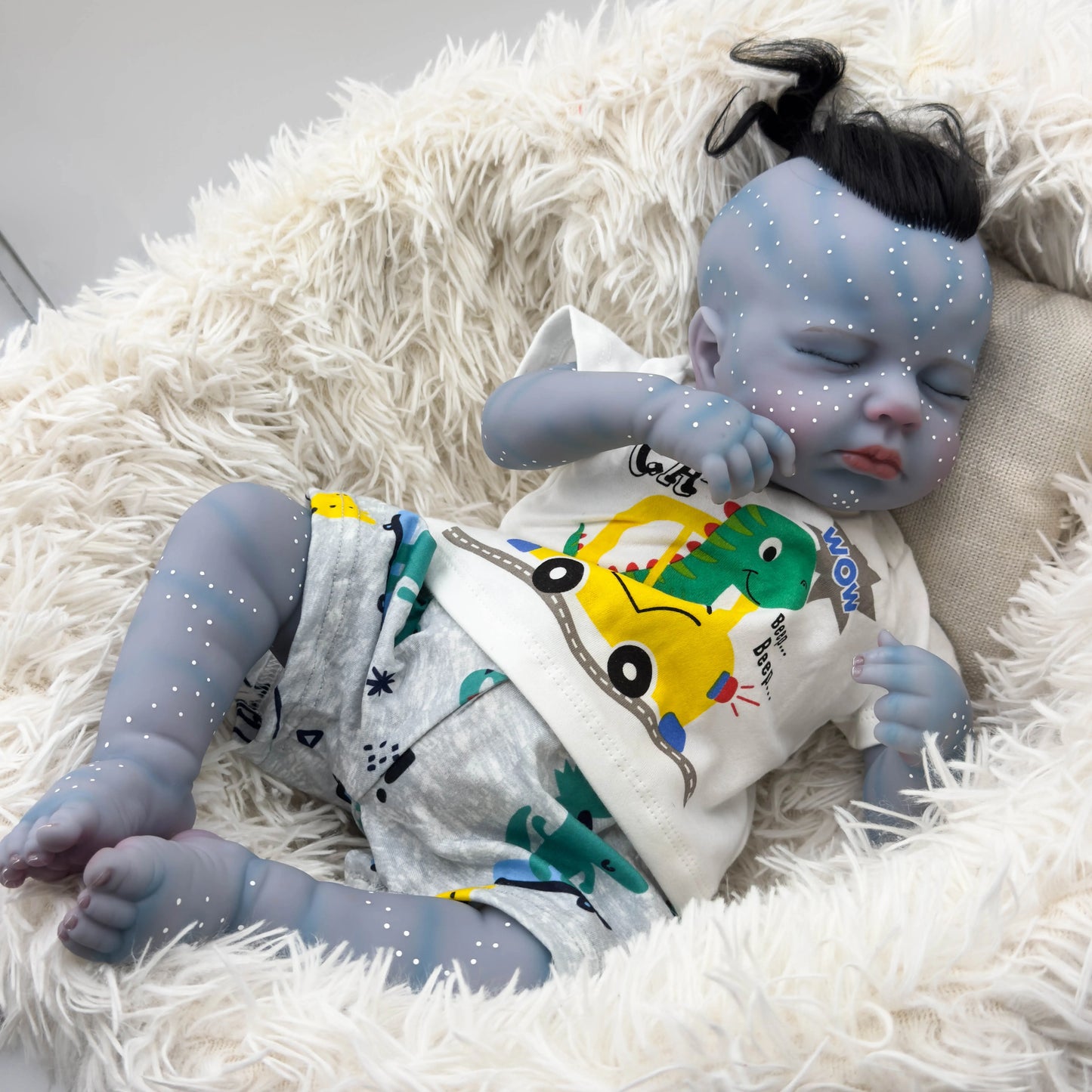 NPK 19inch Avatar Loulou Lifelike Reborn Baby Doll Collectible Art Doll Soft Silicone Bebe Doll Detailed Painting Toys