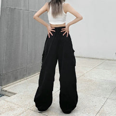 Women Streetwear Cargo Pants Vintage Fashion High Waist Baggy Trousers