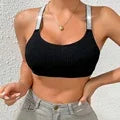 Women Underwear Yoga Crop Sexy Sports Bras Fitness  Tank Top Ribbed Backless