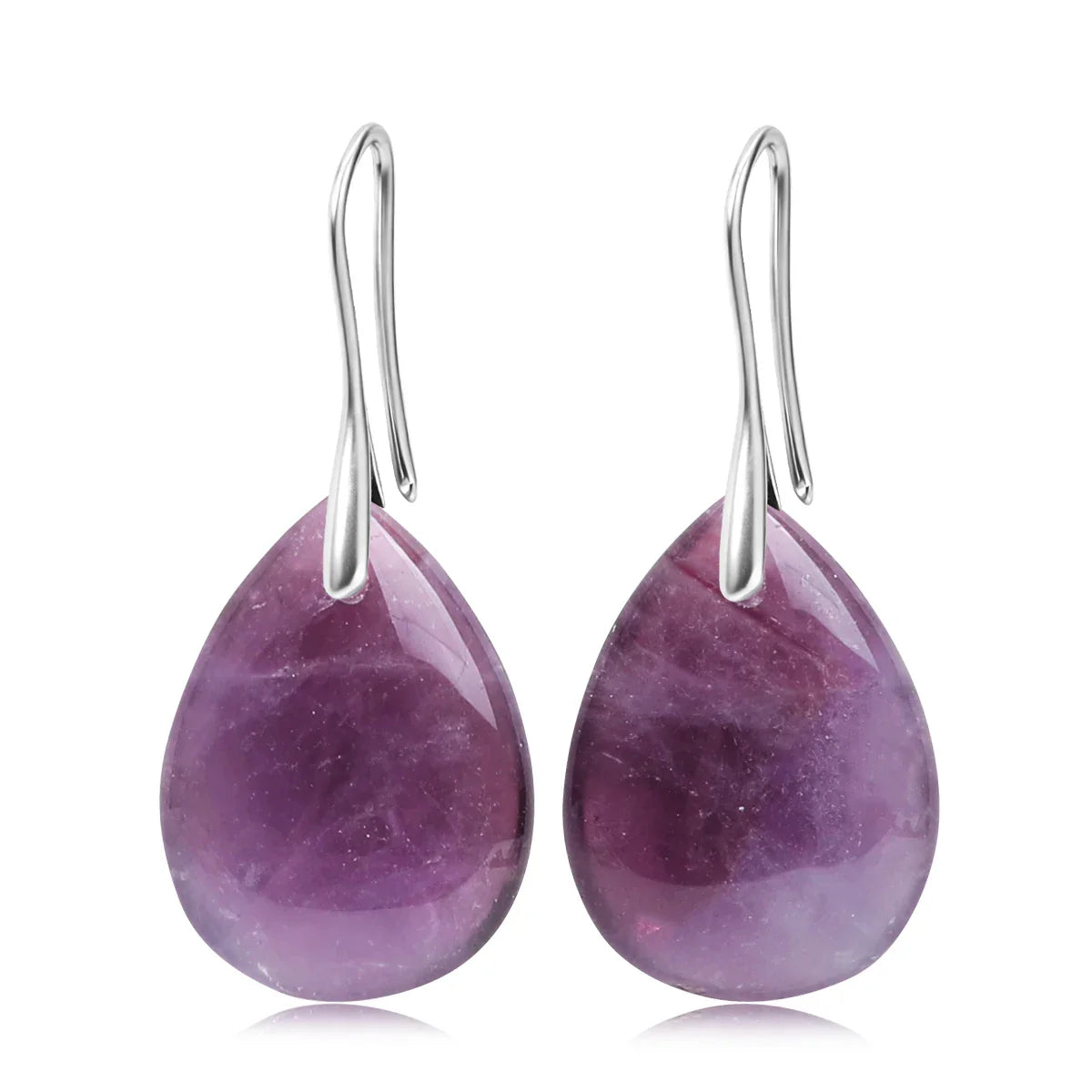 Natural Stone Pendant Women's Teardrop Earrings Elegant Gem Jewelry Creative Gift Black Obsidian Amethyst Rose Quartz Earrings