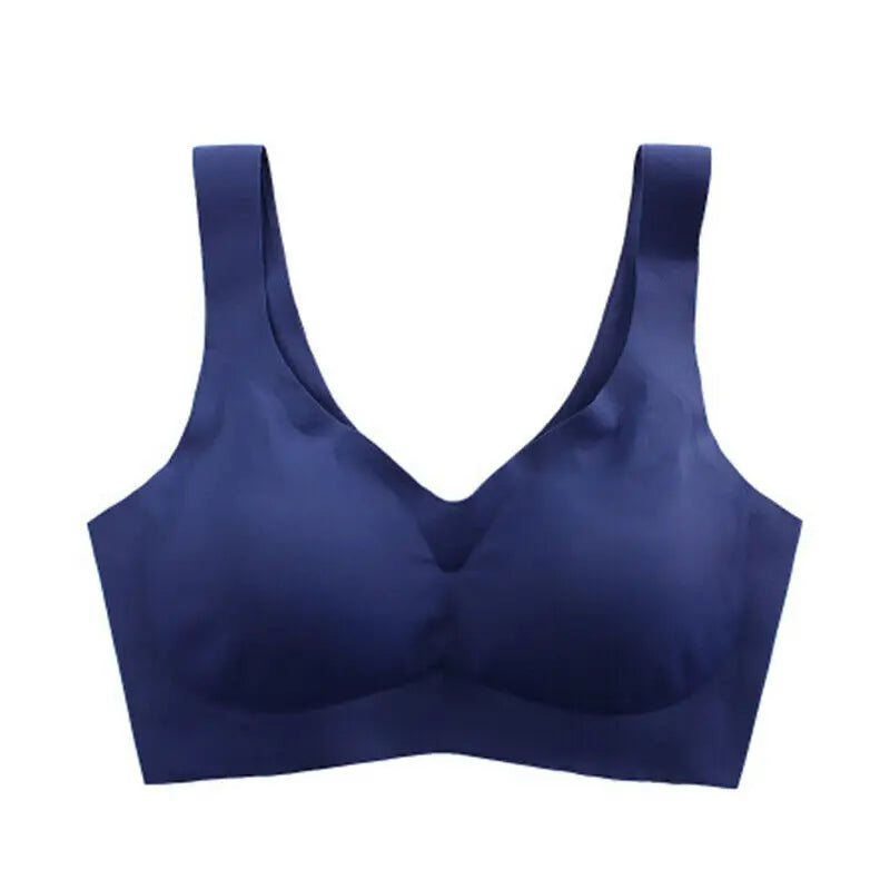 Women Seamless Ice Silk Bra Removable Chest Pad Lifting Bralette Underwear