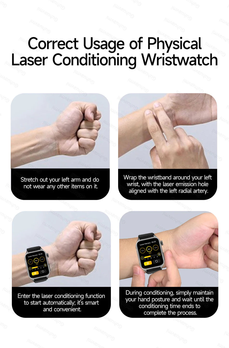 2026 New Smart Watch laser therapy health conditioning Blood oxygen Pressure Uric Acid Blood lipid ECG Smartwatch for Man Women