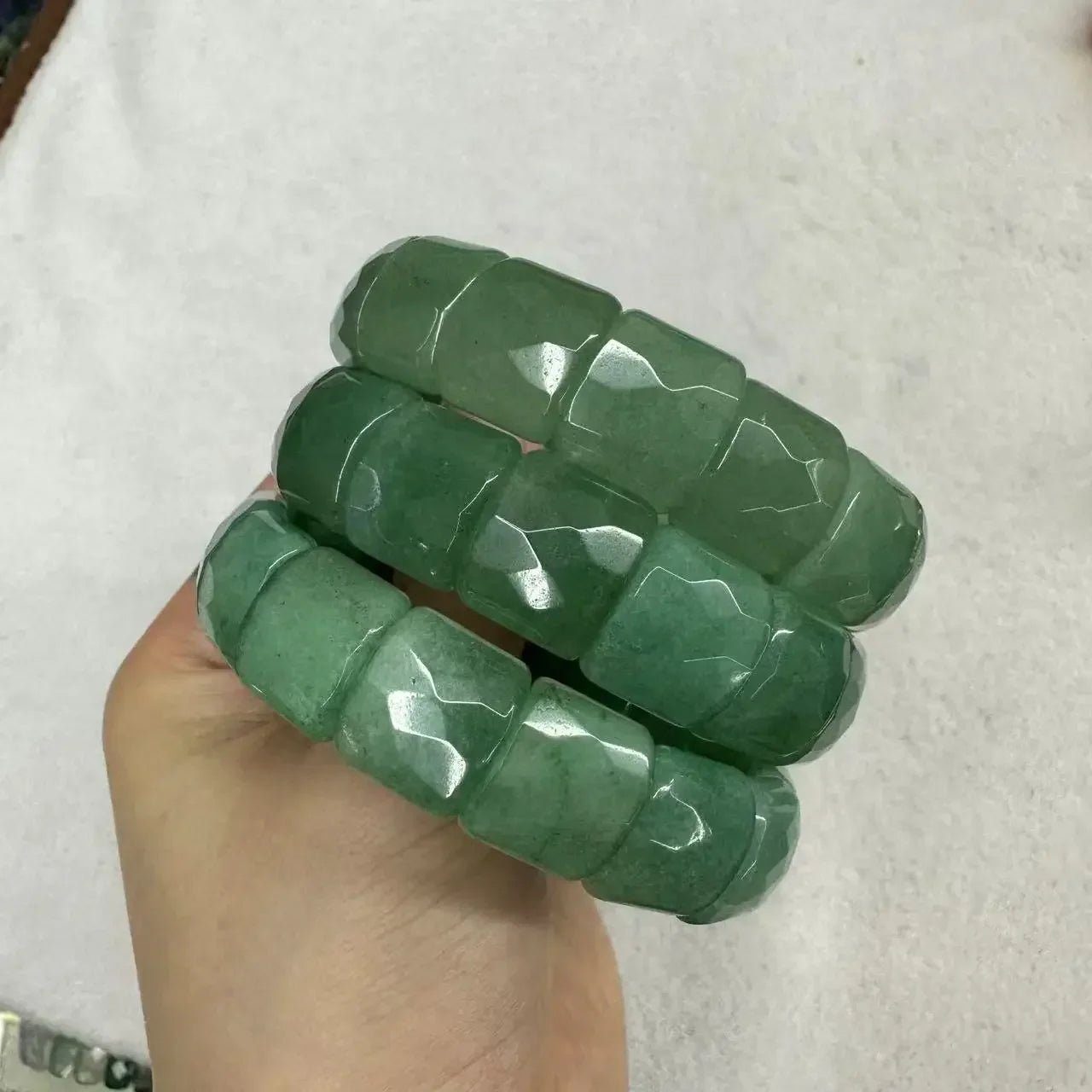 Natural 12x15mm Faceted Stone Unique Crystal Citrine Agate Amethyst Pyrite Fashion Elastic Handcrafted Bracelets Energy Bangles