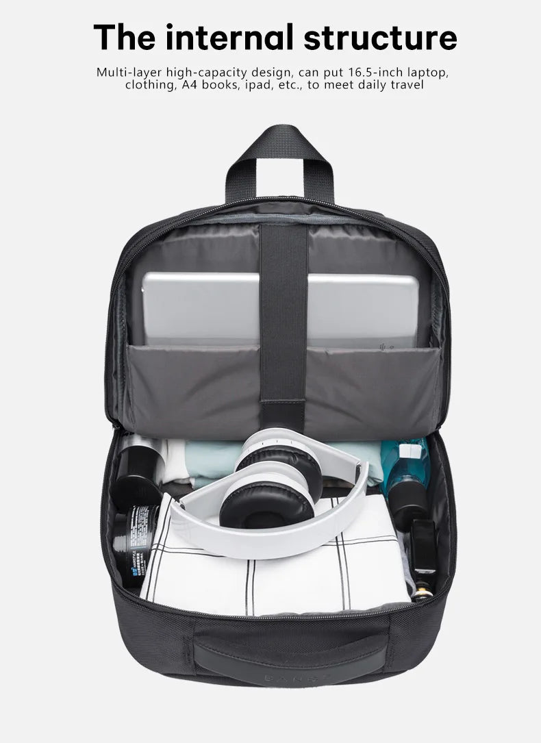 BANGE Lightweight 15.6 inch Laptop Backpack Waterproof USB Charge Port Multifunctional Travel Hiking School Bag Mochila for Men