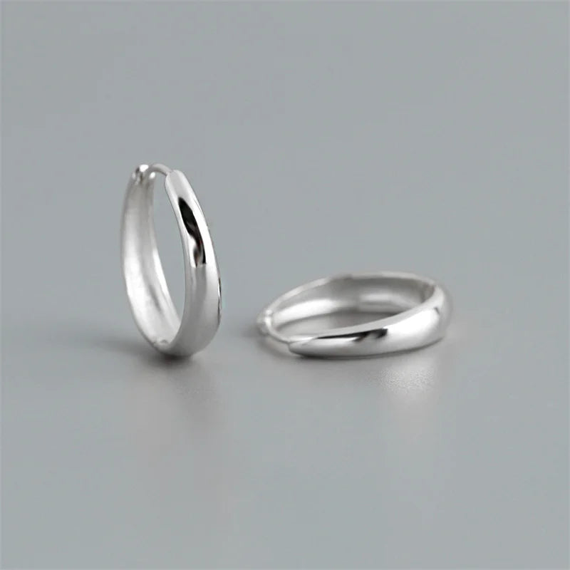 WANTME 925 Sterling Silver Simple Statement Matte Large Huggies Hoop Earrings for Men Women Fine Gothic Punk Charms S925 Jewelry