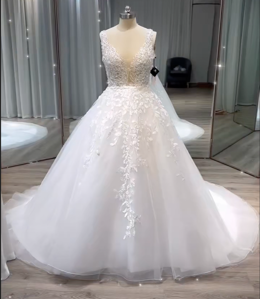 White Bridesmaid Dresses: Wedding Dresses For Women A Line Ivory Lace Bride