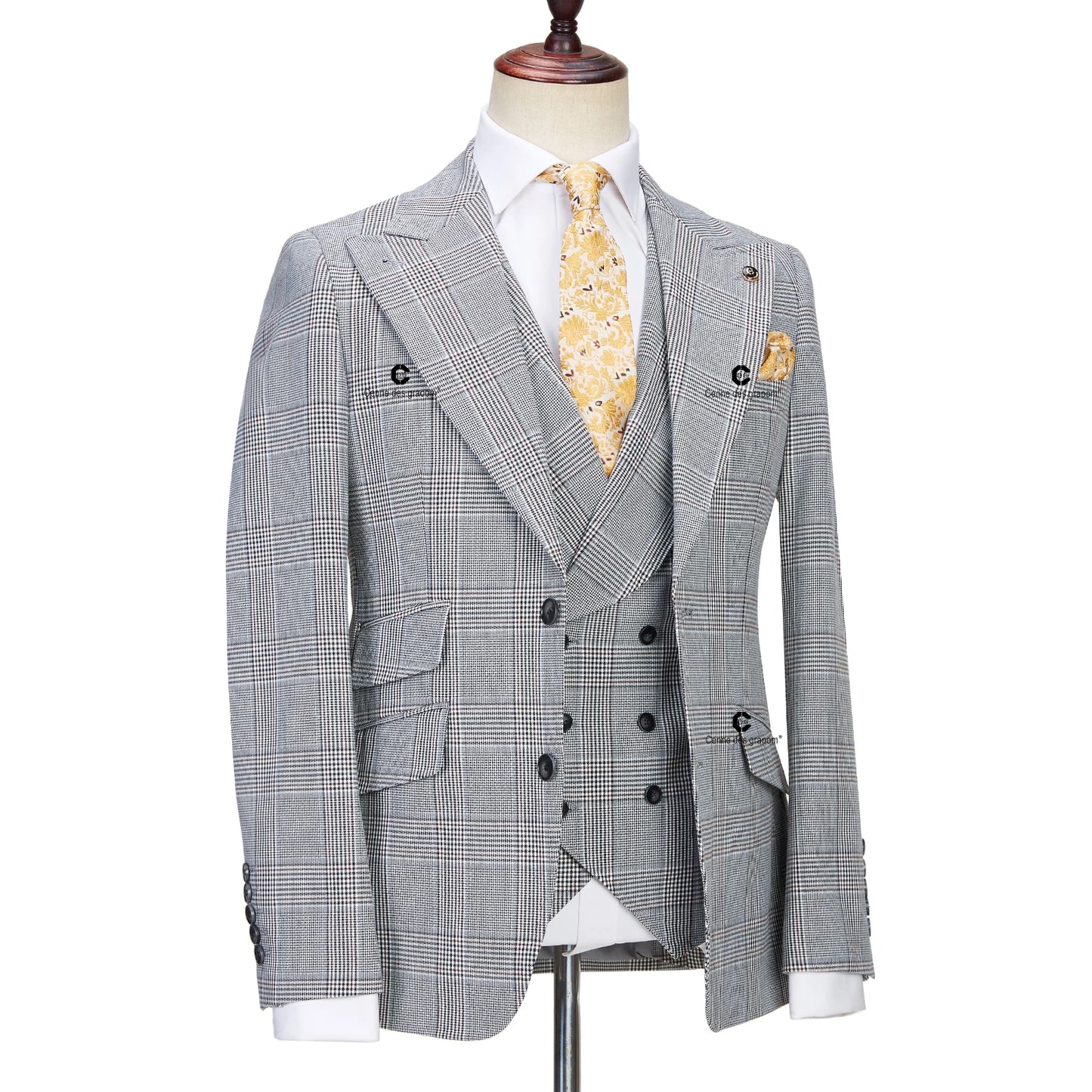 Tuxedo for Mens:  Graoom Classic Glen Plaid 3 Piece Vintage Men Suits Winter