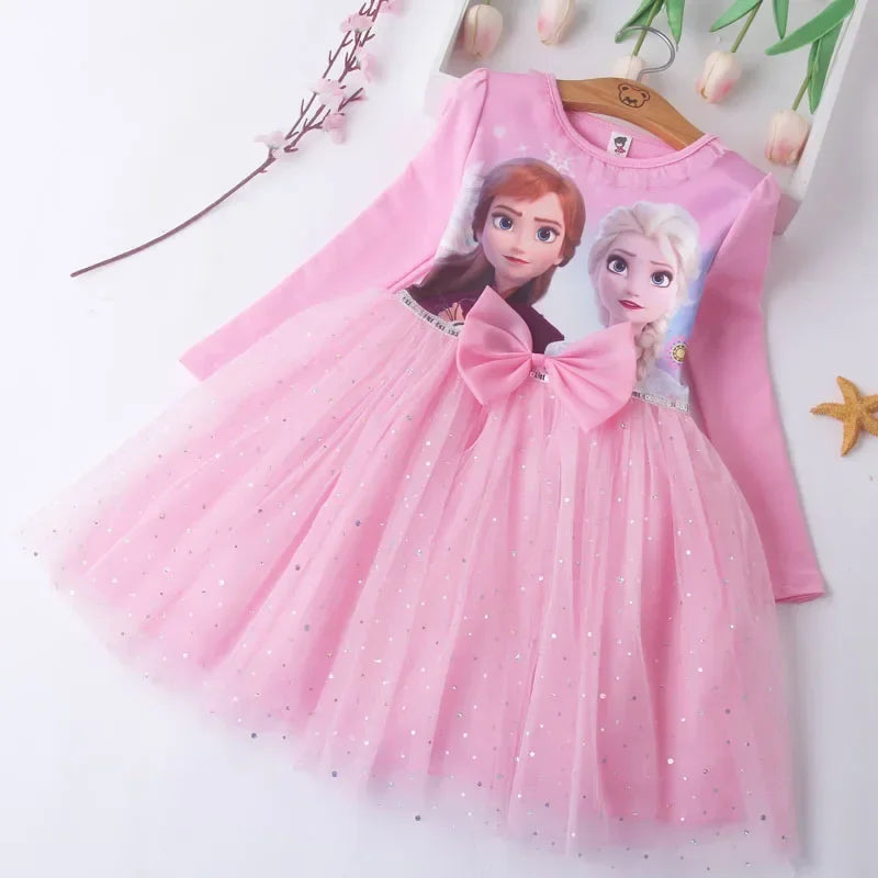 Fall Dresses for Girls Vestidos Frozen Elsa Dresses Birthday Party Long Sleeve Princess