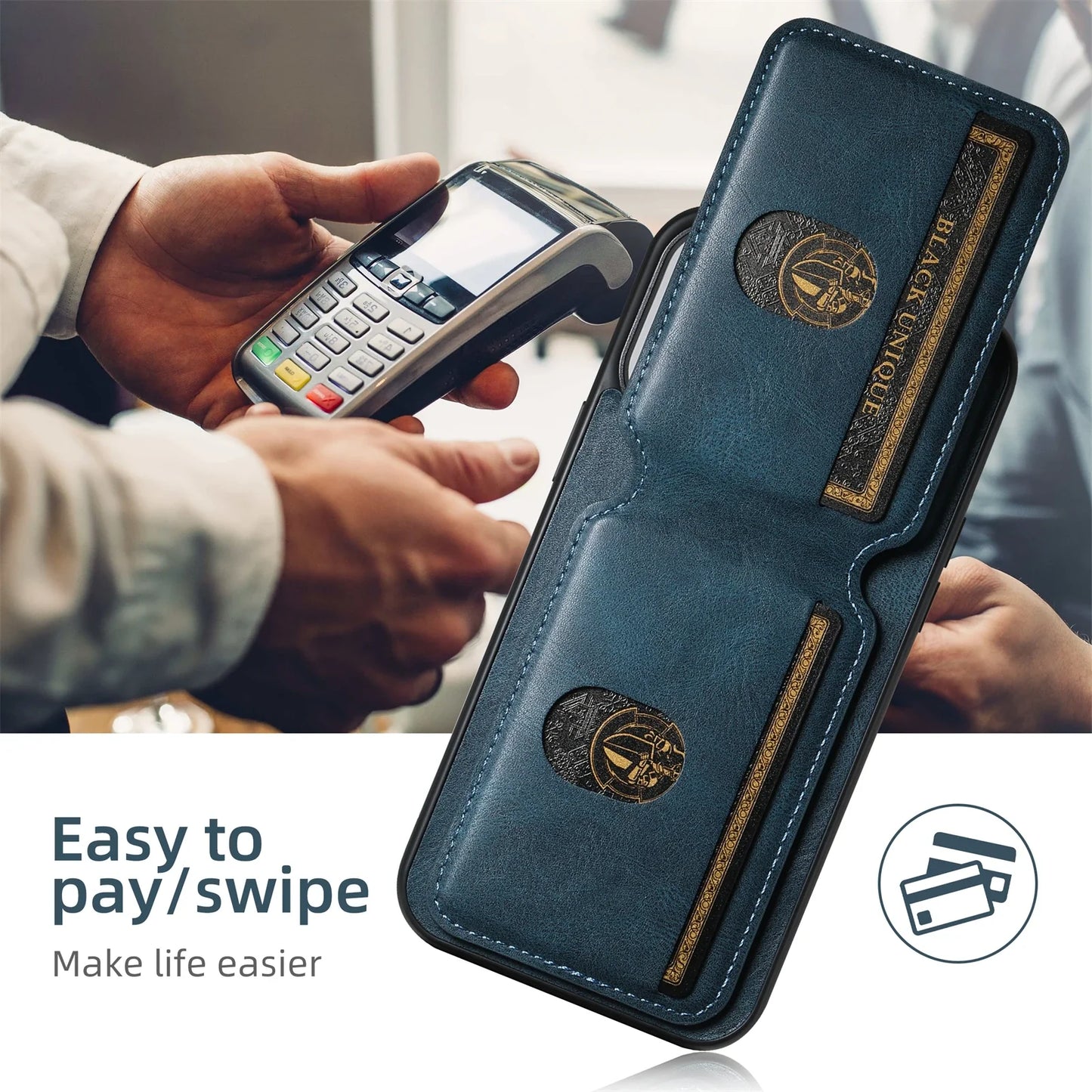 SUTENI Luxury Leather Card Holder Phone Case Wallet Kickstand Cover For iPhone 17 16 15 14 13 12 11 Pro Plus Max X Xs XR
