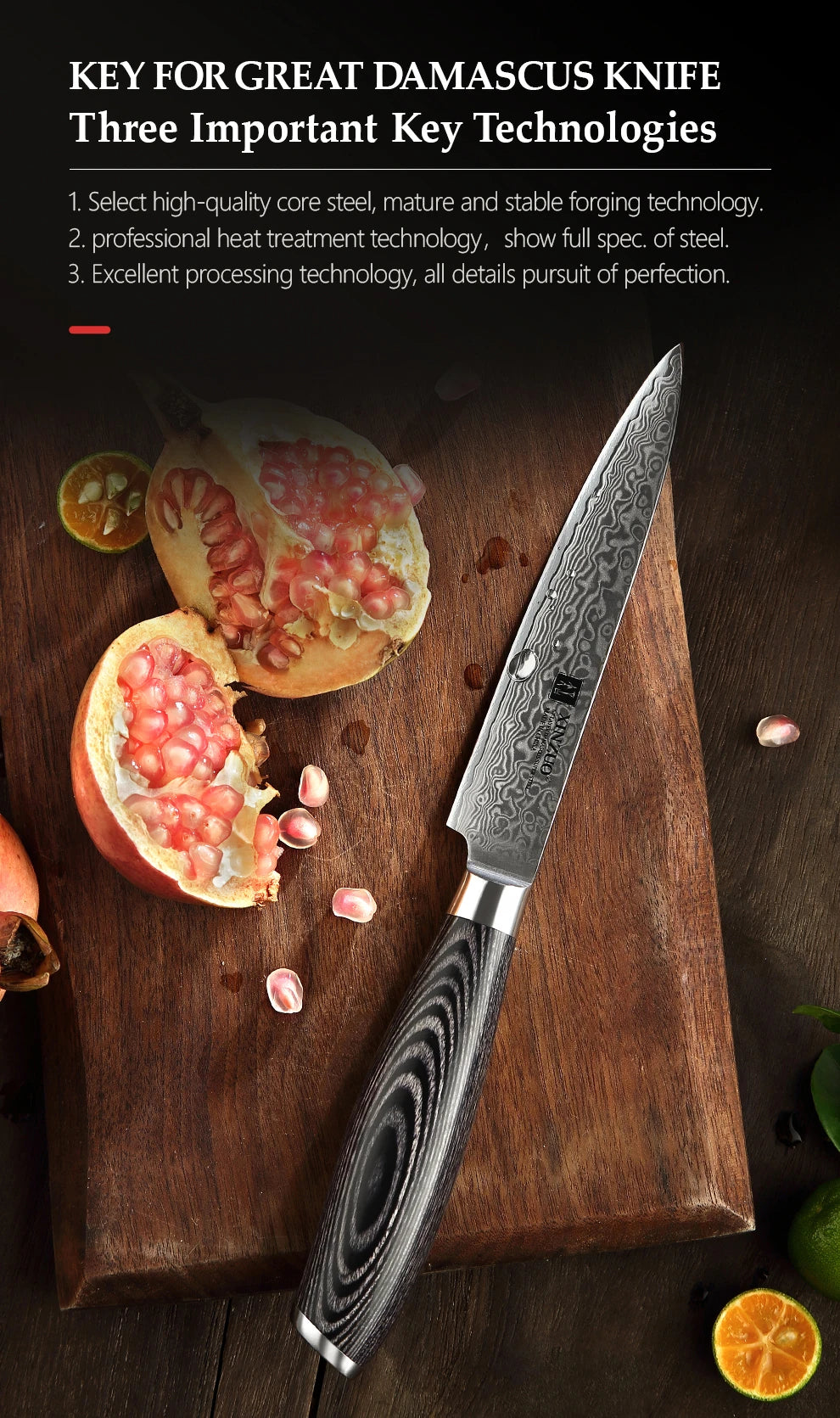 5"Inch Utility Knife Profesional Japanese Damascus Steel Kitchen Knife