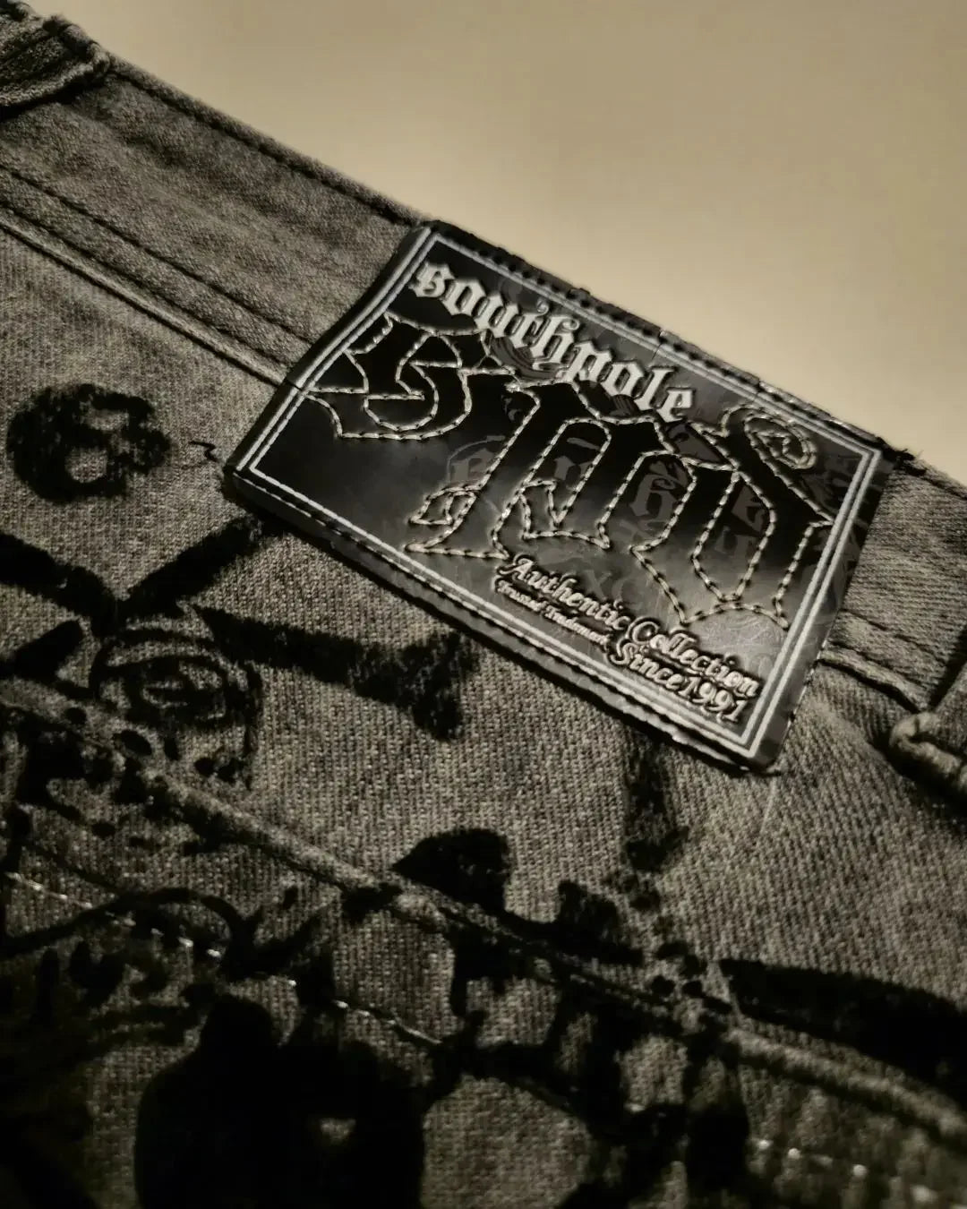 Streetwear Gothic Jeans Men Vintage Hip Hop Goth Graphic Print Baggy Jeans