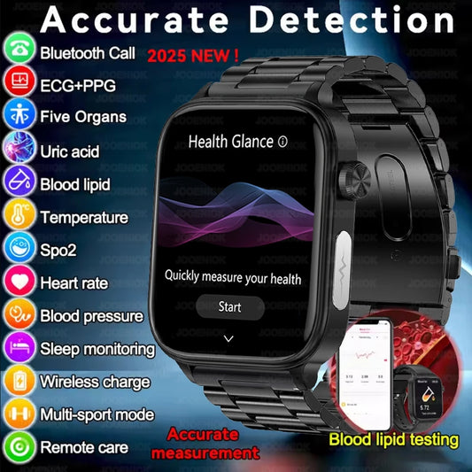 2025 New 24-Hour Health Monitoring Smart Watch Men Uric Acid Blood Lipids Heart Rate Bluetooth Call Smartwatch Women