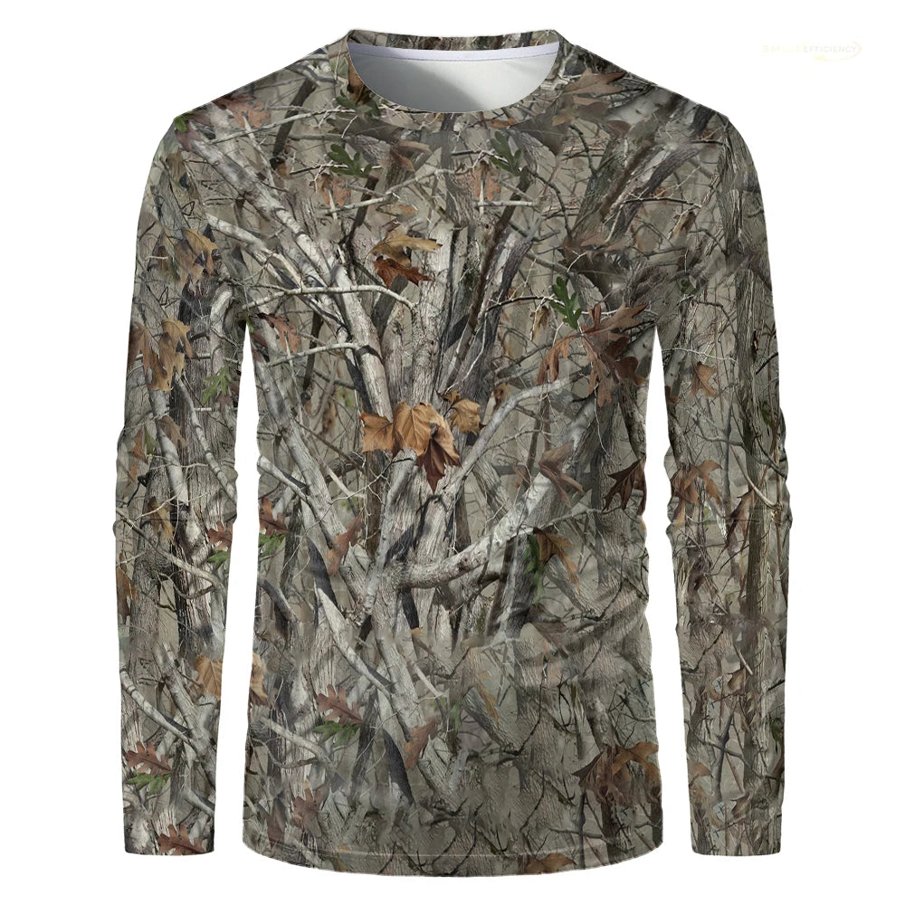 Camouflage Hunting T-Shirt Forest Print Men T Shirt Outdoor Sports Long Sleeve Trip Tactical Training Oversize Top Mens Clothing