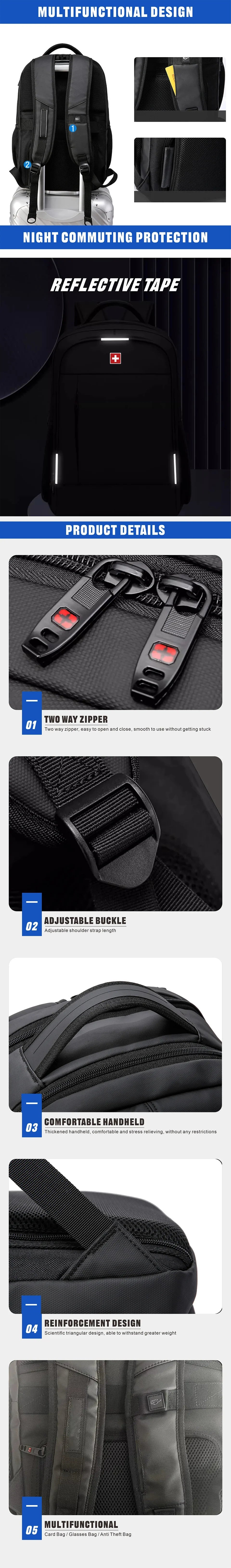 SWISS MILITARY Men Laptop Business Backpack Backpack 17 Inch Fashion School waterproof USB Large Capacity Bag mochilas Back Pack