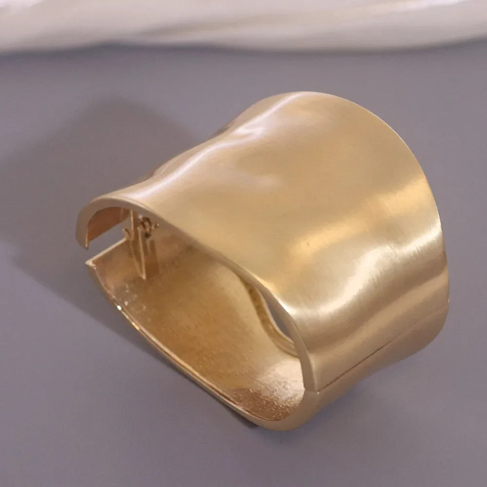 Punk Minimalist Alloy Matte Cuff Bangles For Women Statement Irregularly Wide Big Bangles Bracelet Party Fashion Jewelry Gifts